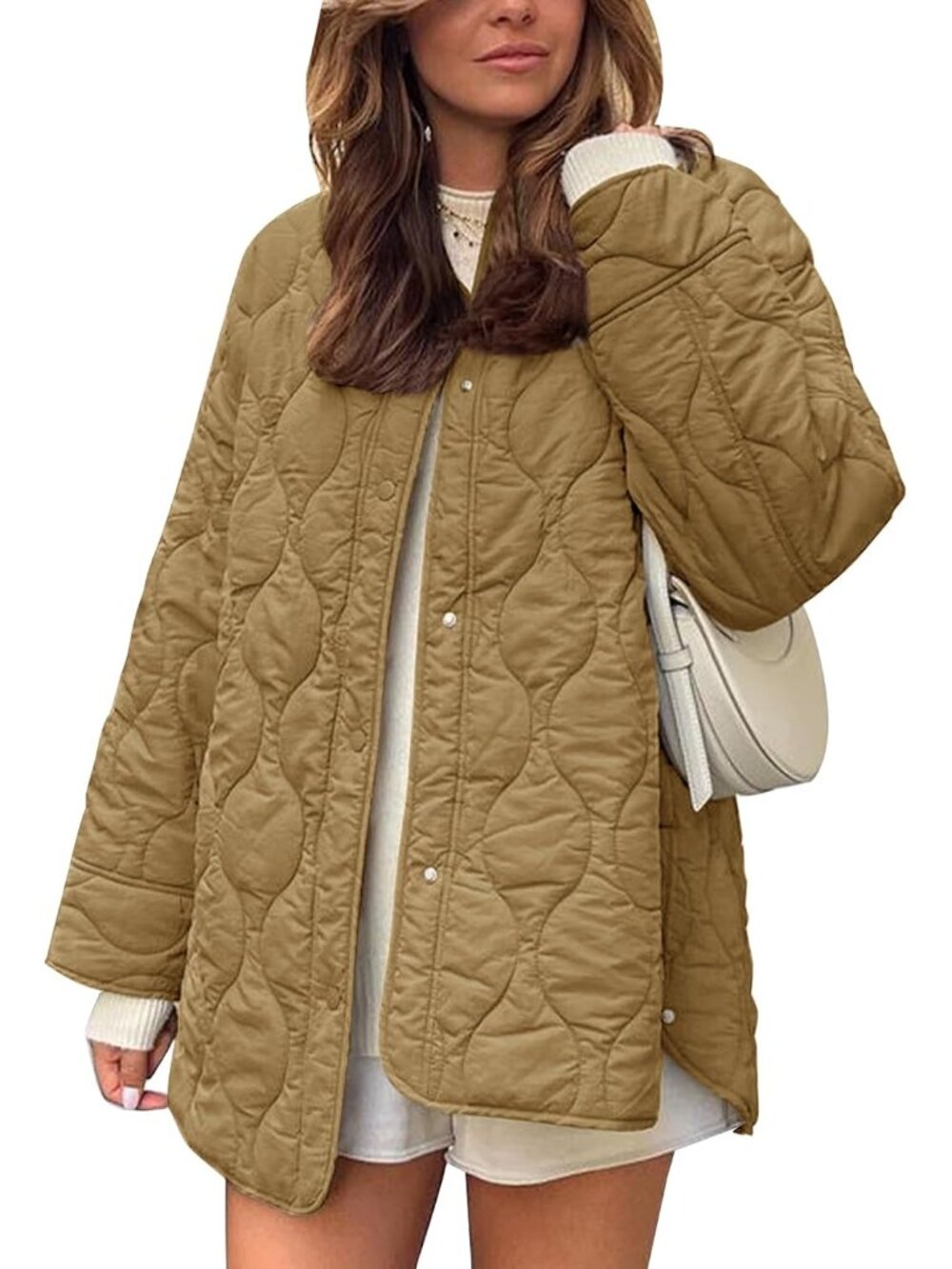 Womens Quilted Lightweight Jackets Oversized Puffer Coat with Pockets